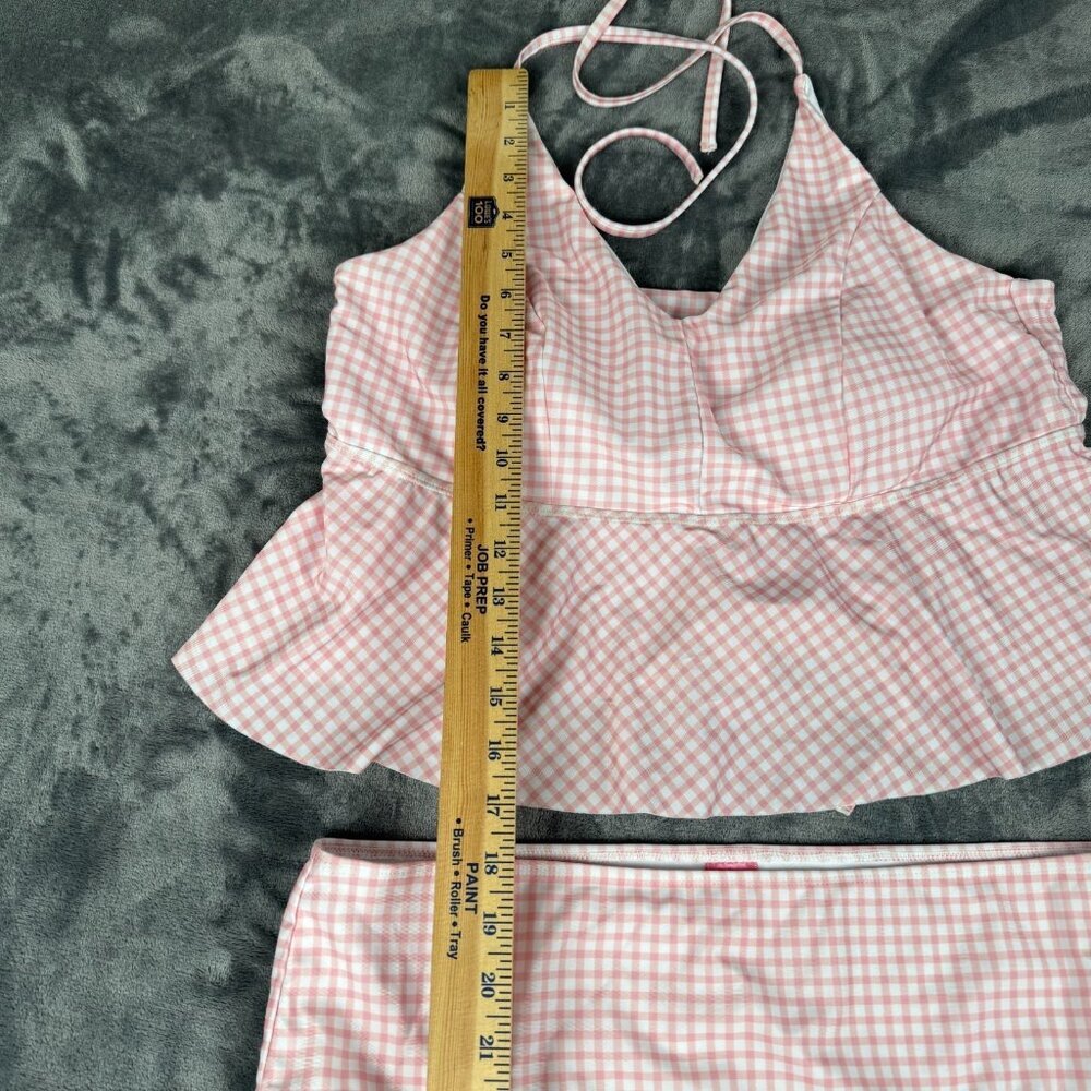 Women Simply Southern 2pc Tankini Pink Gingham XL Swimwear Bathing Suit Bikini - Picture 4 of 10